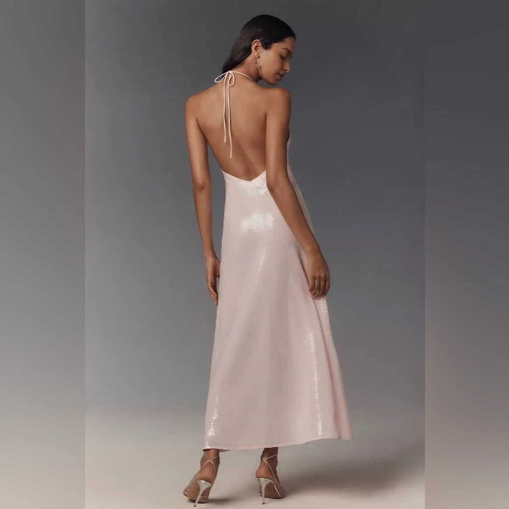 Anthropologie Bardot Aradia Sequin Halter Slip Dress Size 10 - Picture 3 of 4